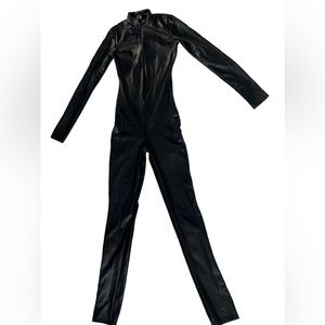 Black leather jumpsuit
